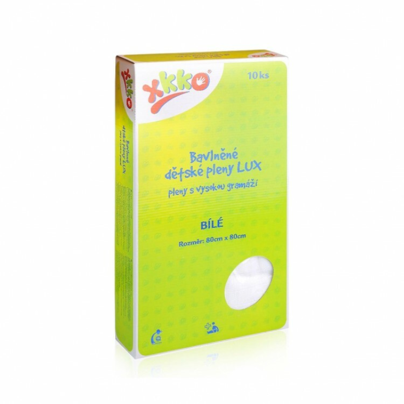 XKKO XKKO LUX vysokogramážne bavlnené plienky 80x80 biele - 10ks CTN080002