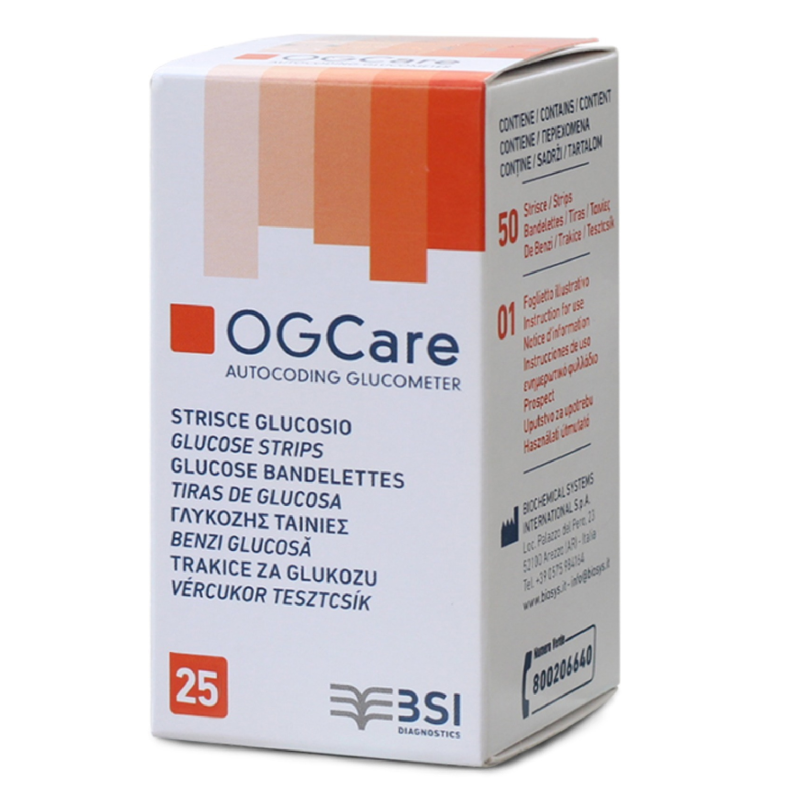 BSI BSI OGCARE Testovacie prúžky na glukózu, 25ks TOW016535