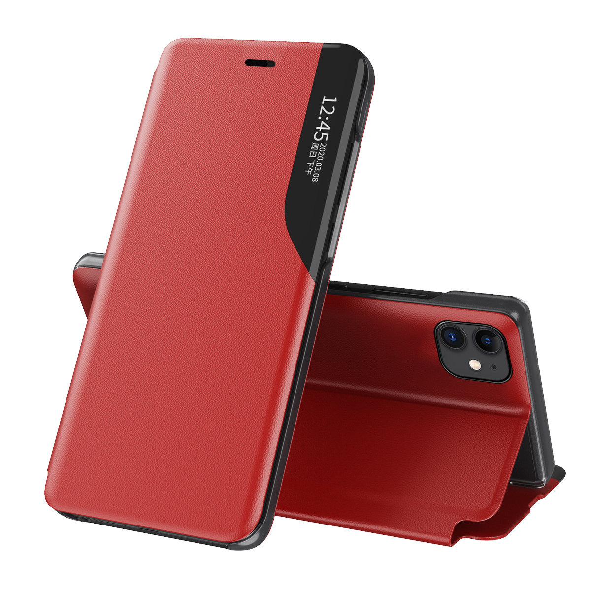 MG MG Leather View knižkové puzdro na iPhone 13 mini, červené