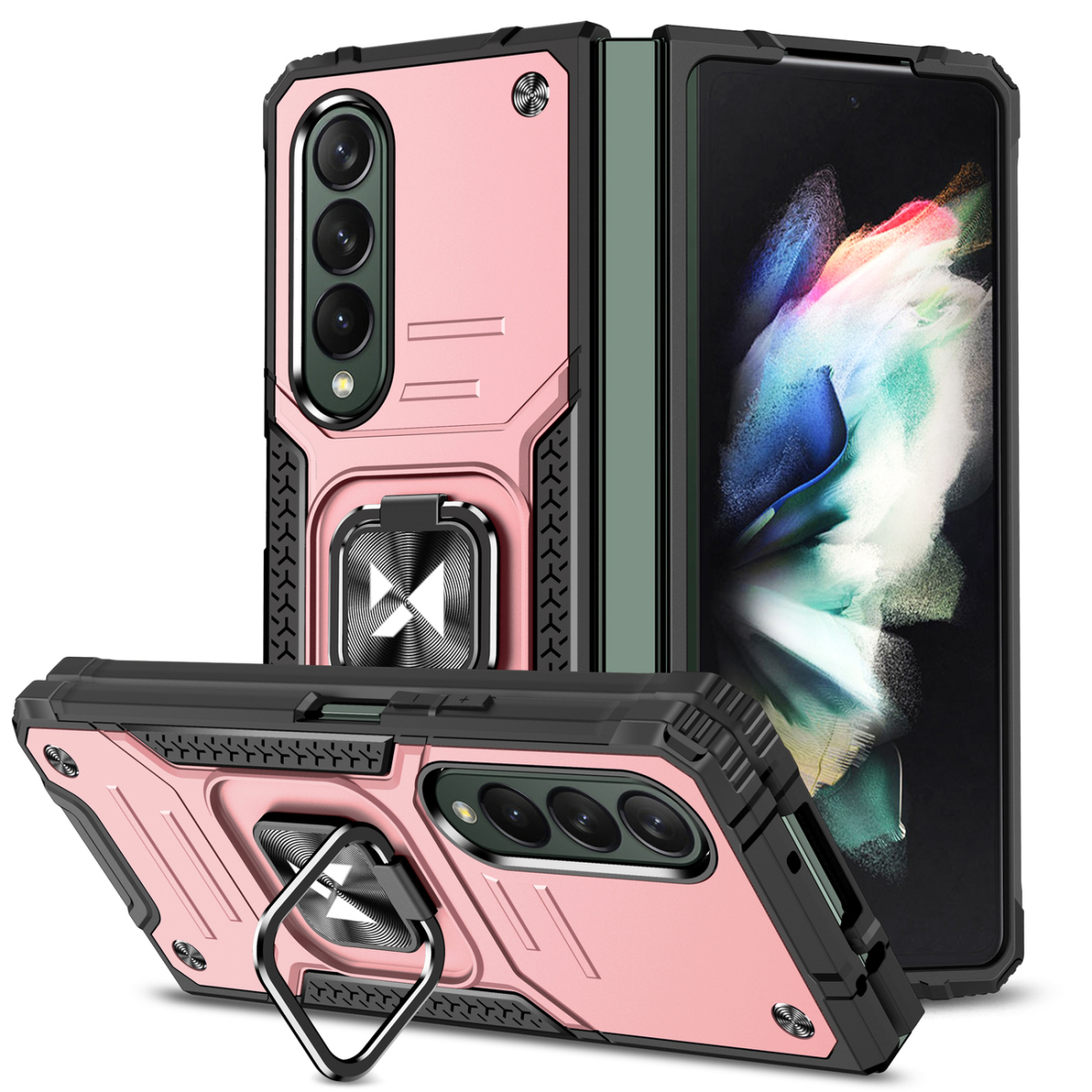 MG MG Ring Armor plastový kryt na Samsung Galaxy Z Fold 4, ružový