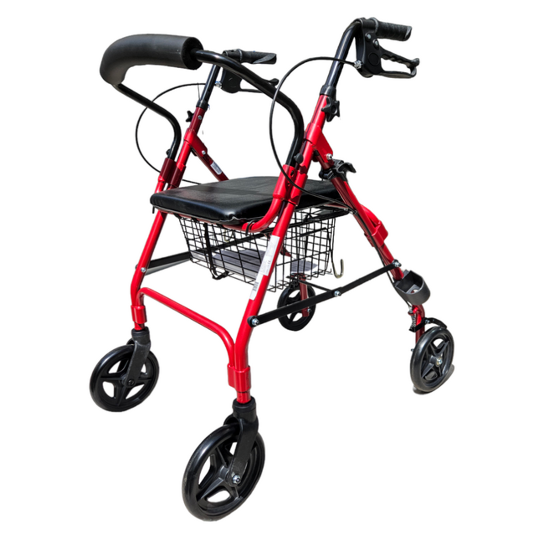REHAFUND REHAFUND RF-615/C chodítko hliníkové 4-kolesové pre seniorov DENVER PREMIUM červené