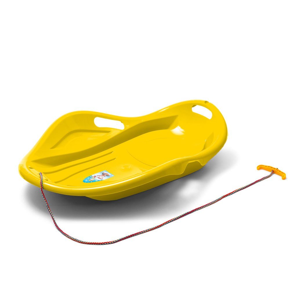 Baby Mix Detský sánkovací klzák Mušľa PREMIUM KOMFORT 80 cm žltý