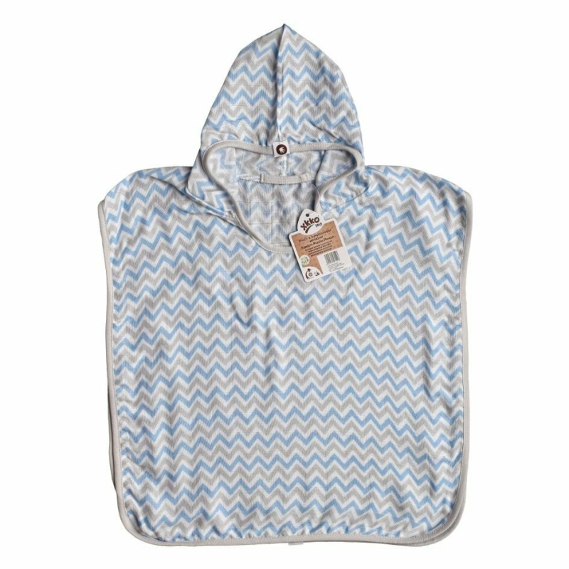 XKKO XKKO BMB Scandinavian Chevron Bambusové pončo, baby blue, veľ. 2, 2-3roky BMBPN0502