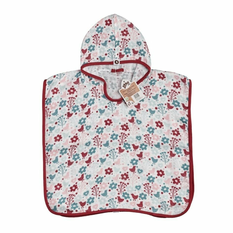 XKKO XKKO BMB Flowers&Birds Girls, Bambusové pončo, veľ. 2, 2-3roky BMBPN1302