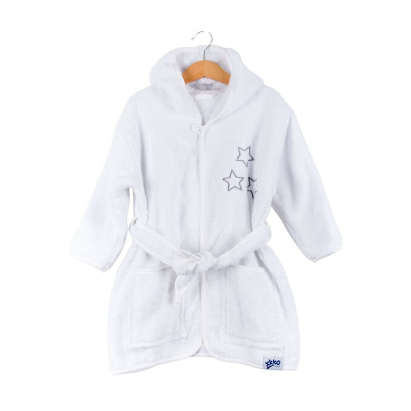 XKKO XKKO Bavlnený župan Organic - White Stars, 12-24m, biely