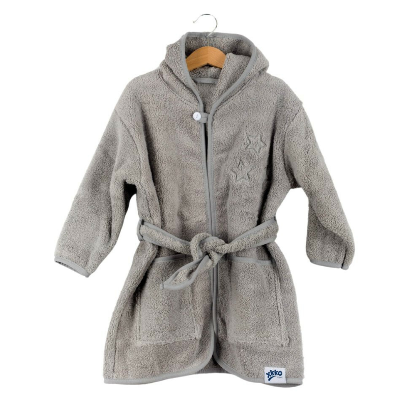 XKKO XKKO Bavlnený župan Organic - Grey Stars, 12-24m, šedý