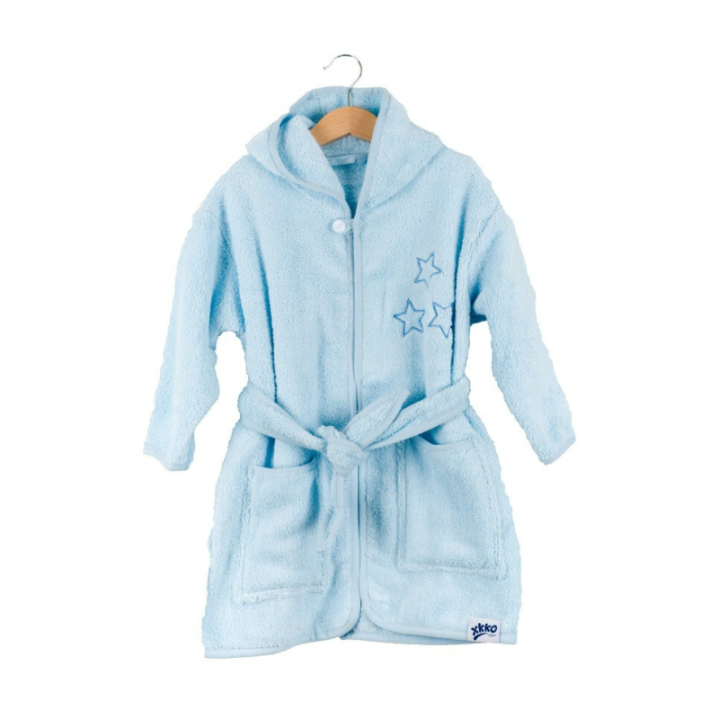 XKKO XKKO Bavlnený župan Organic - Grey Stars, 12-24m, modrý