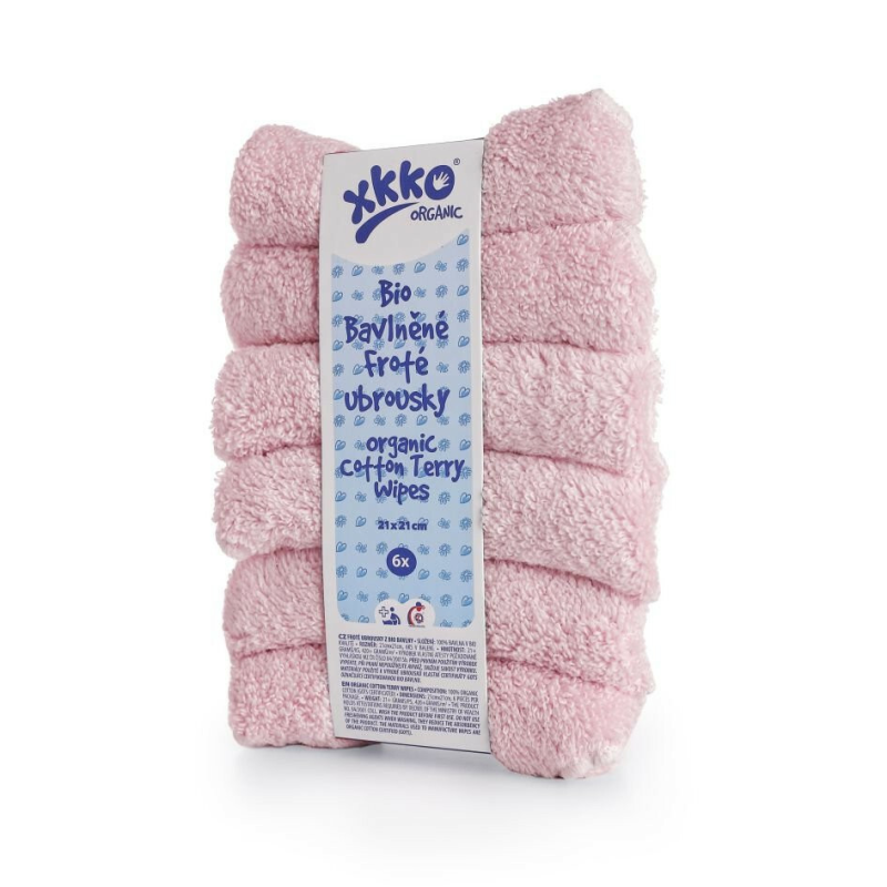 XKKO XKKO bavlnené obrúsky Organic, 21x21, ružové