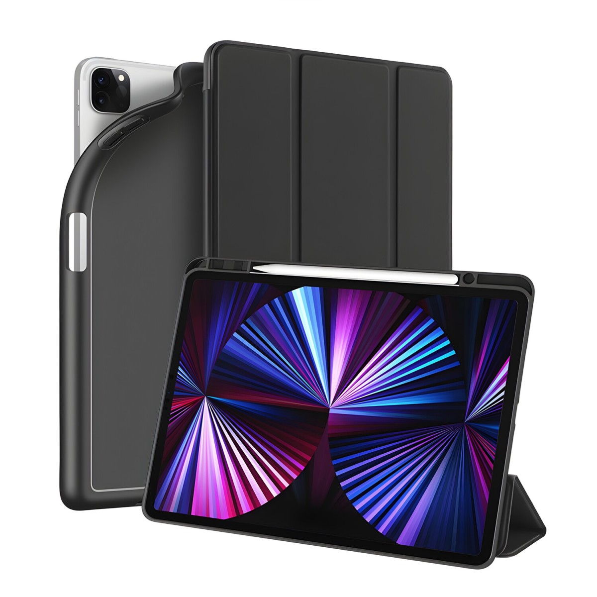 Dux Ducis Osom TPU gélový kryt na tablet s viacuhlovým stojanom - Čierna H14877