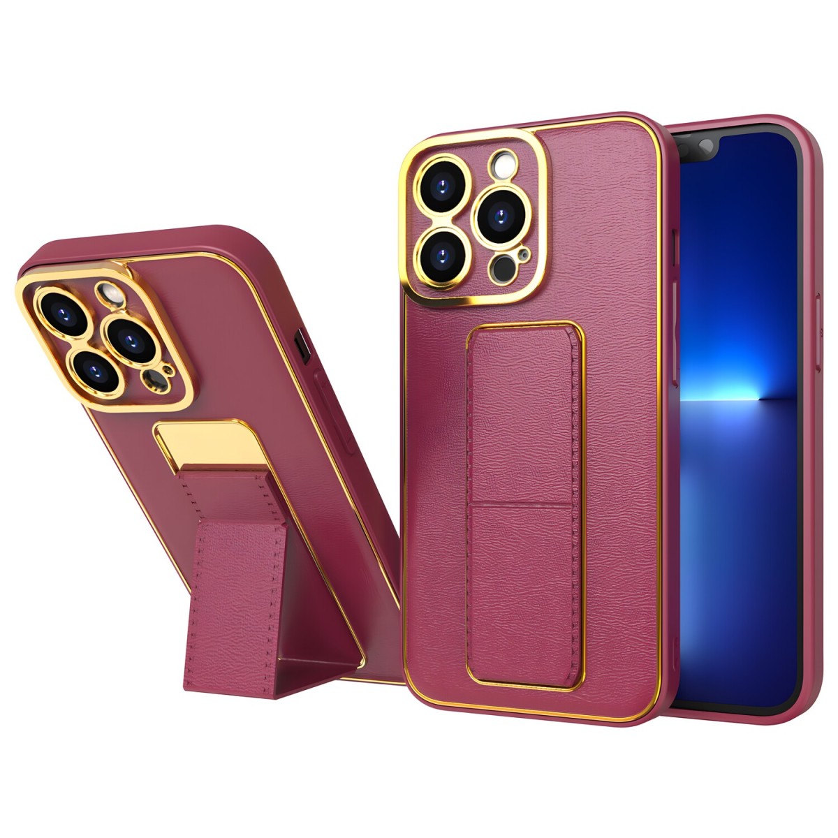 HARAHU Silikónové puzdro so stojanom pre Apple iPhone 12 Pro - Červená H24938