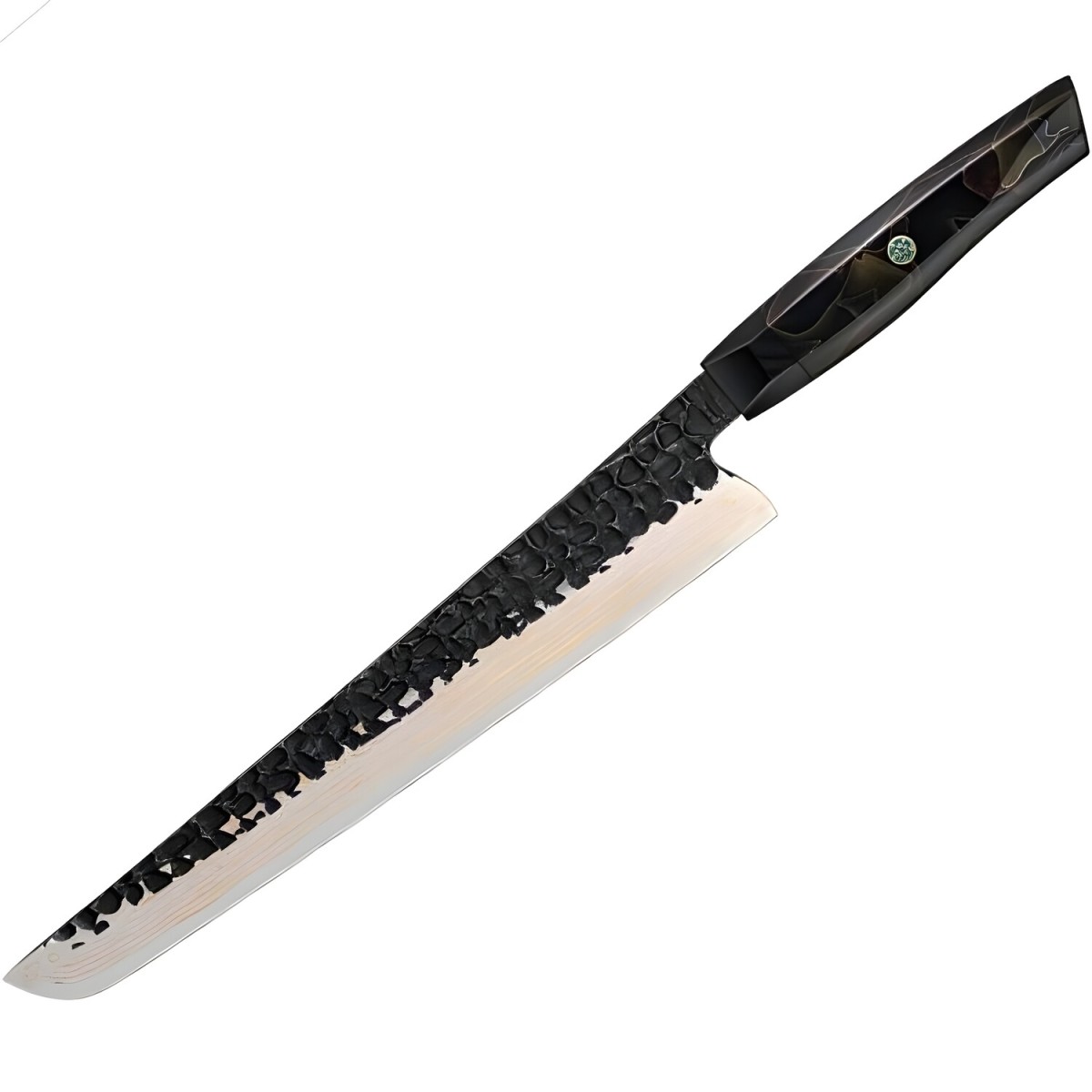HARAHU Damaškový kuchynský nôž Zankoku - Slicer/Čierna/Hnedá H37584