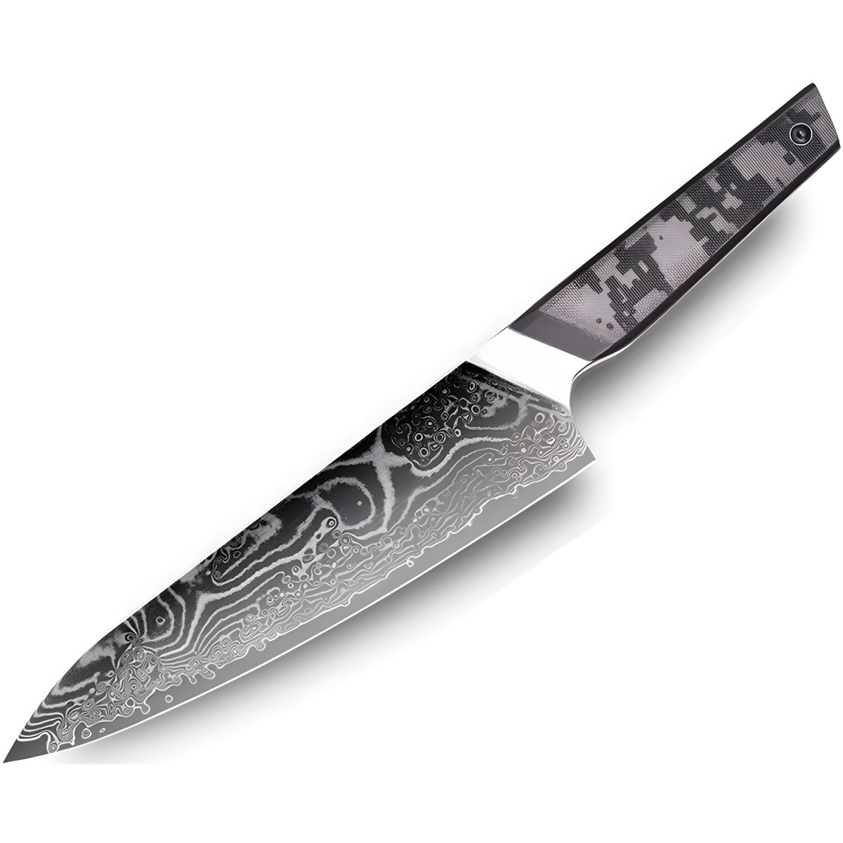 HARAHU Damaškový kuchynský nôž Takeno-Chef/Čierna/Sivá H37571