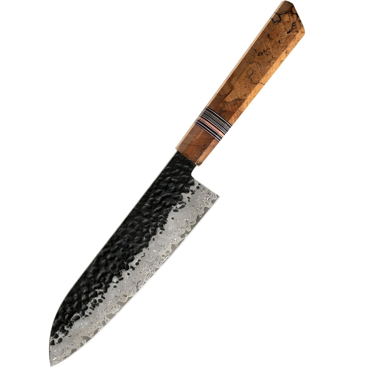 HARAHU Damaškový kuchynský nôž Zenkai-Santoku/Hnedá H37430