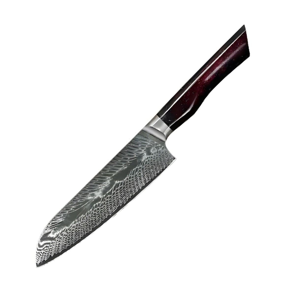 HARAHU Damaškový kuchynský nôž Yoru-Santoku/Červená/Modrá H37404