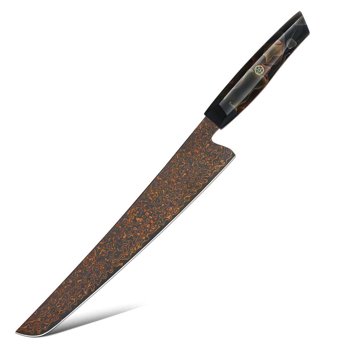 HARAHU Damaškový kuchynský nôž Slicer - Čierna/Hnedá H37390