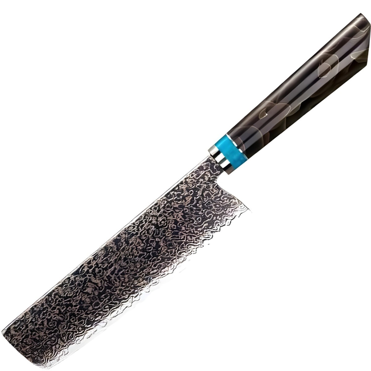 HARAHU Damaškový kuchynský nôž Zetsu-Nakiri/Hnedá/Modrá H37410