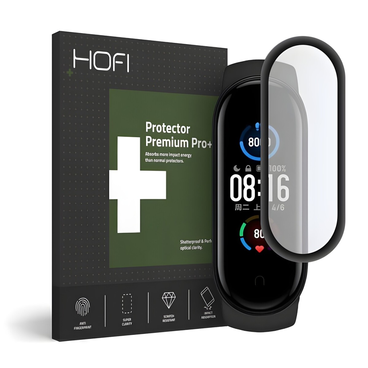 HOFI Ochranné sklo na hodinky pre Xiaomi Mi Band 5, čierna H25572