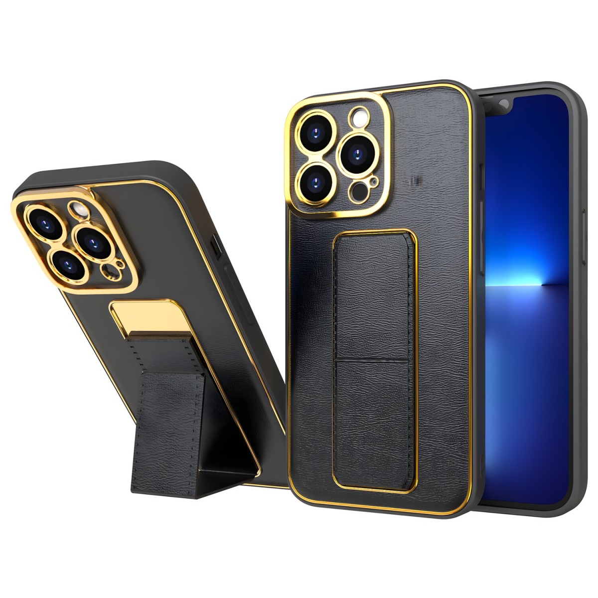 HARAHU Silikónové puzdro s stojanom pre Apple iPhone 12 Pro - Čierna H24806