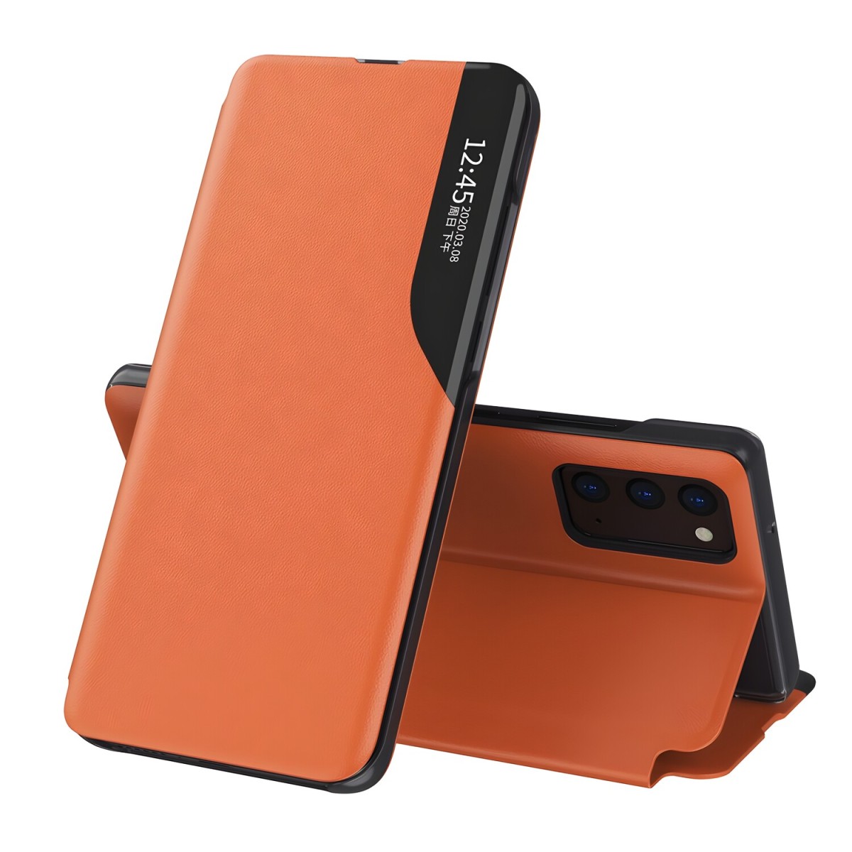 HARAHU Elegantné knižkové puzdro View Case pre Samsung Galaxy A32 5G - Oranžová H10866
