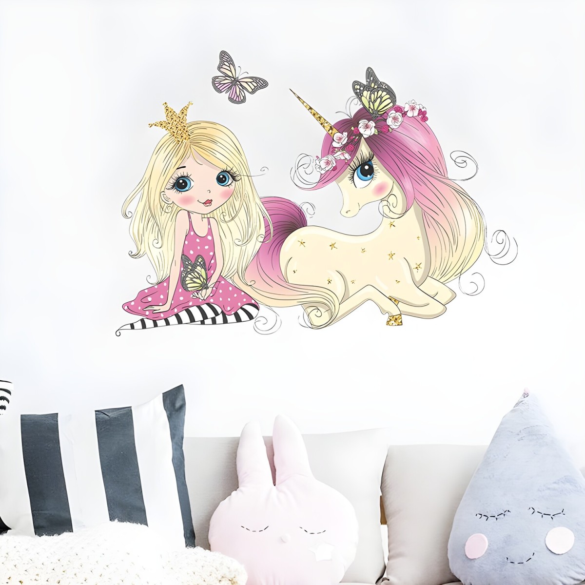 Samolepka na stenu/Tapeta Princess and Unicorn H16702