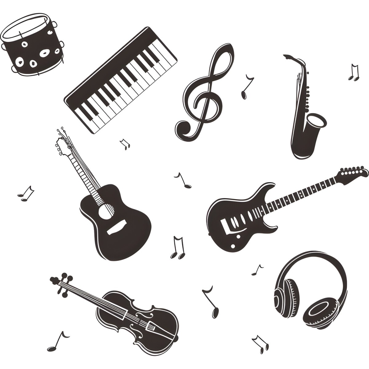 Samolepka na stenu/Tapeta Musical notes H16723