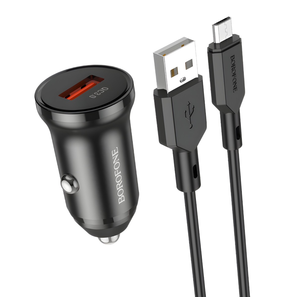 Borofone Nabíjačka do auta S káblom USB - MicroUSB - Čierna H24028