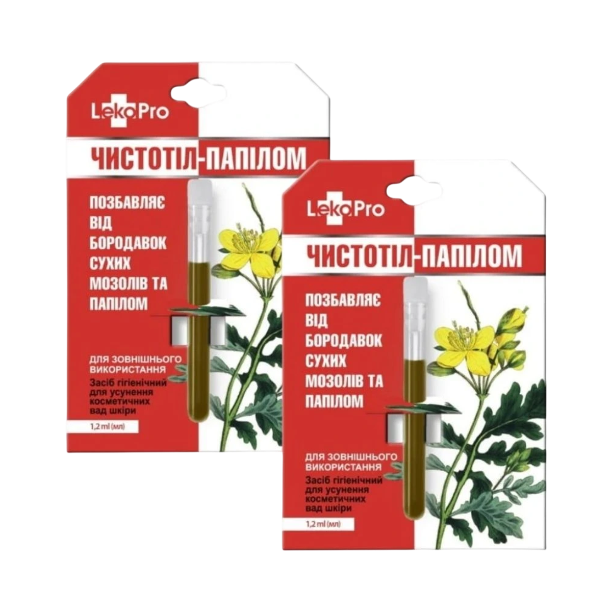 LekoPro Zvýhodnený set: 2 x Balzam "Čistoteľ " s lastovičníkom na otlaky, bradavice a papilómy - 1,2 ml - LekoPro