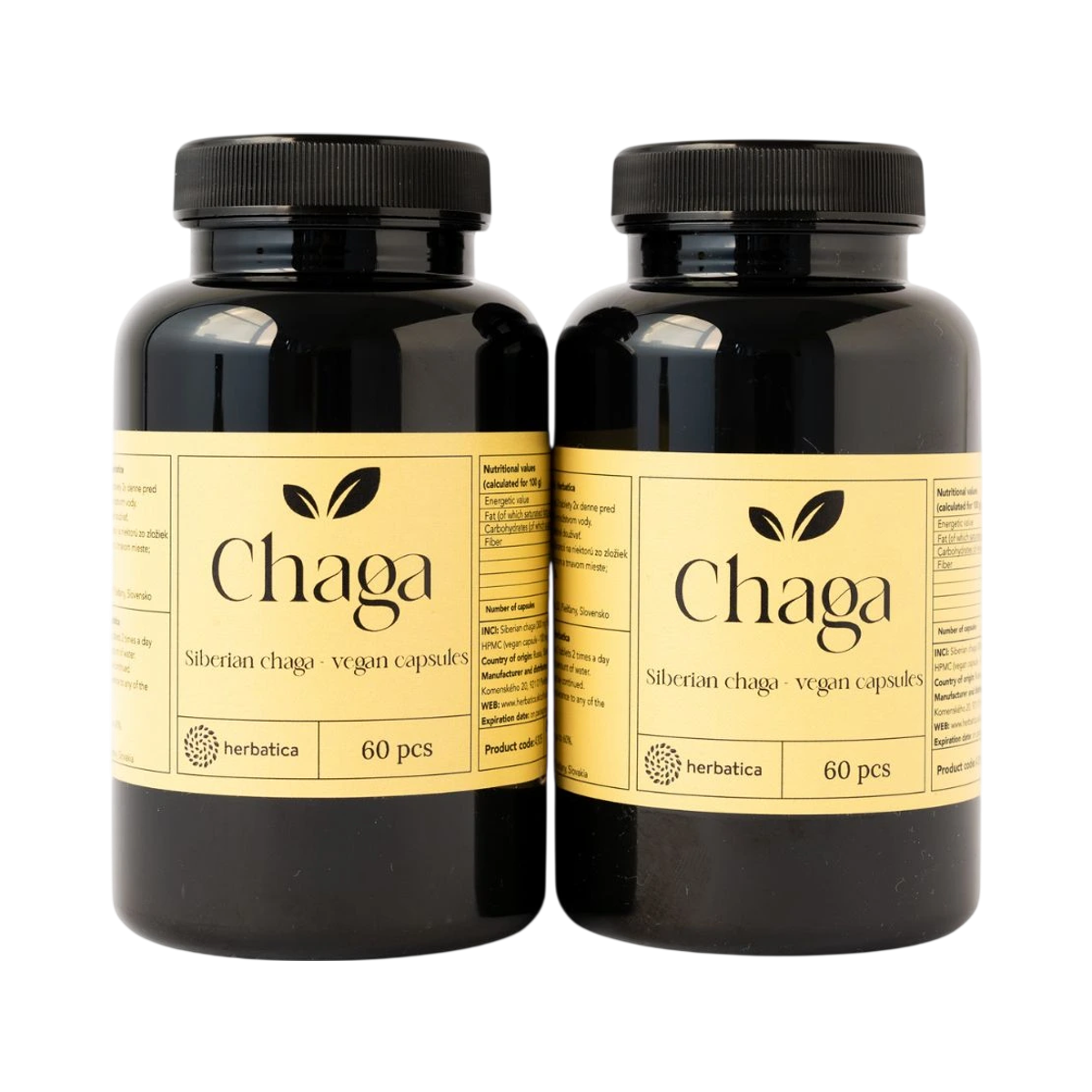 Herbatica Zvýhodnený set: 2 x Čaga sibírska - 60 vegánskych kapsúl (300mg/ kapsula) - Herbatica