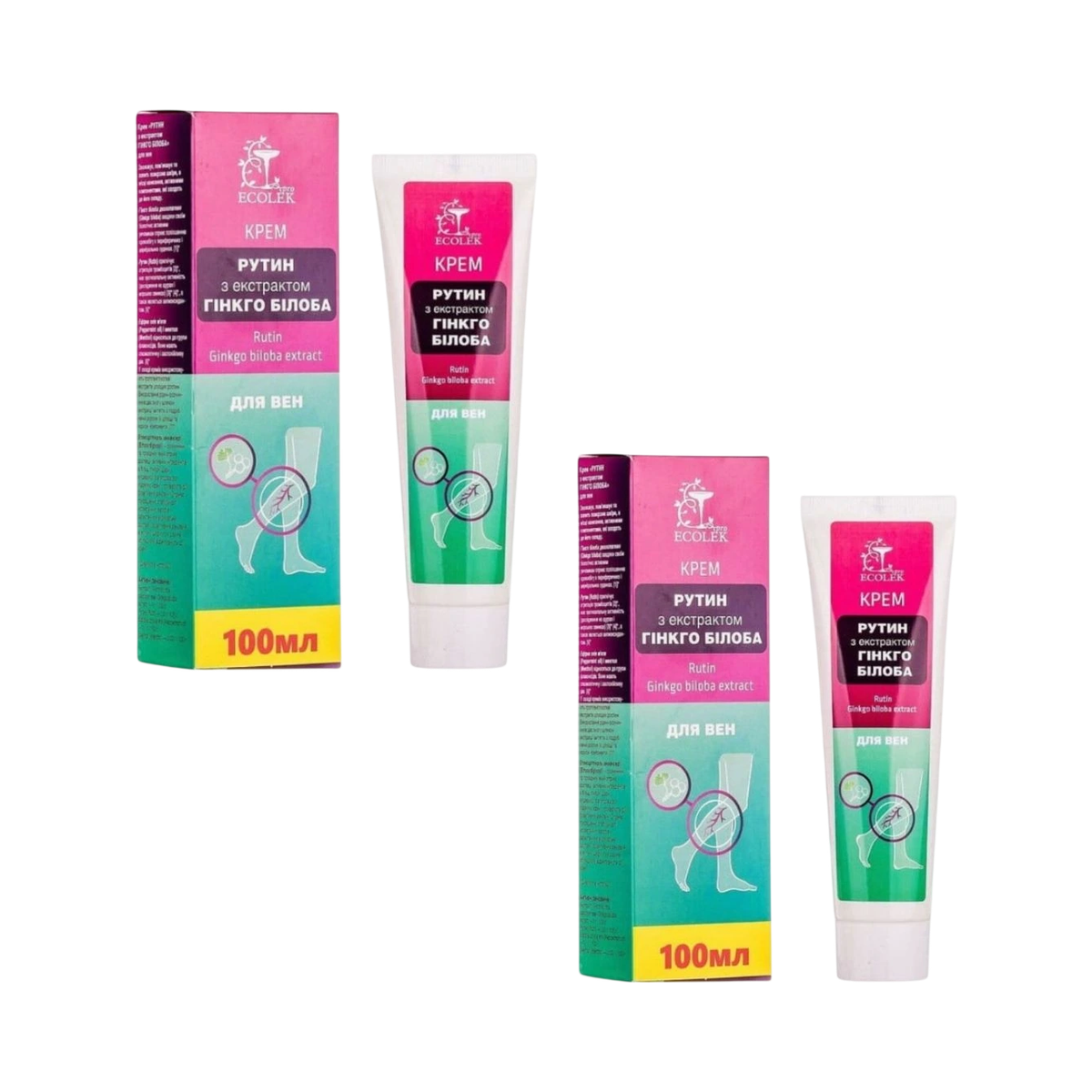 Ecolek Zvýhodnený set: 2x Krém na žily Rutín s extraktom z ginkgo biloba - 100 ml - Ecolek