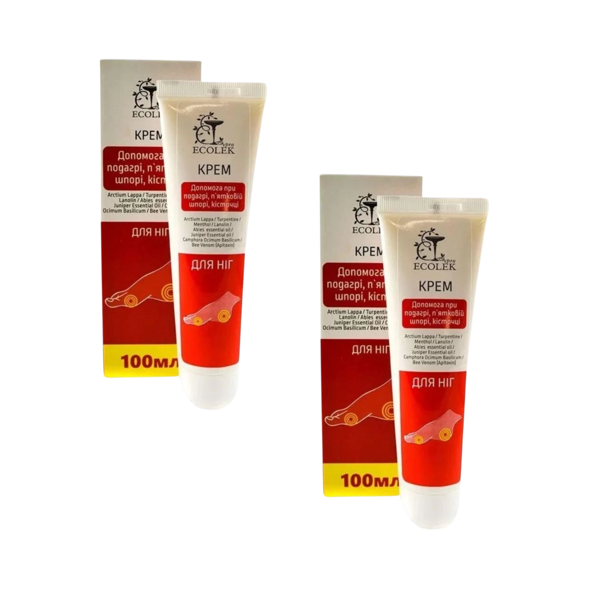 Ecolek Zvýhodnený set: 2x Krém na starostlivosť o nohy, pätné ostrohy, haluxy a dna - 100ml - Ecolek