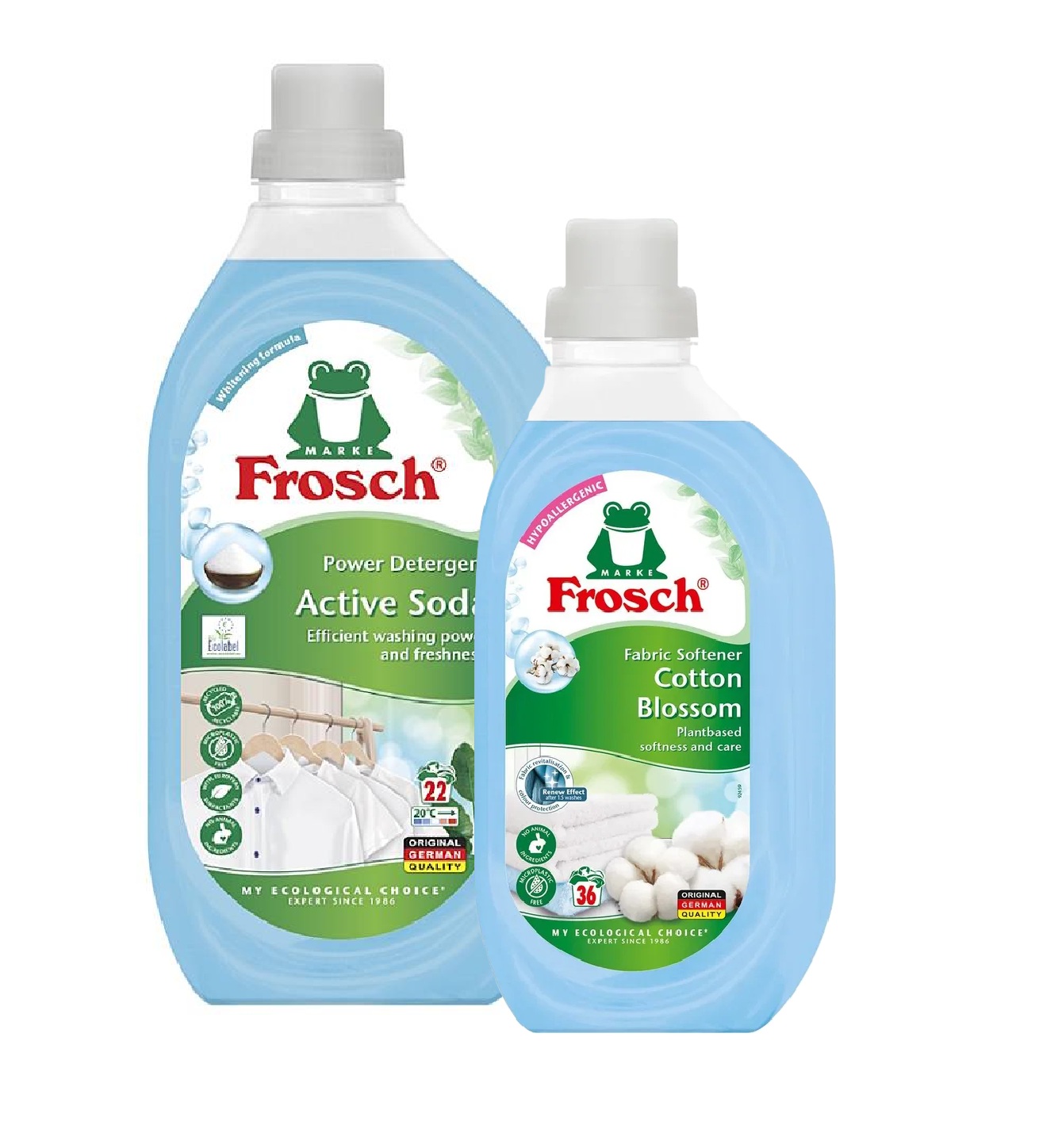 Frosch FROSCH Prací gél s aktívnou sódou 1500 ml + Aviváž Kvet bavlny 750 ml