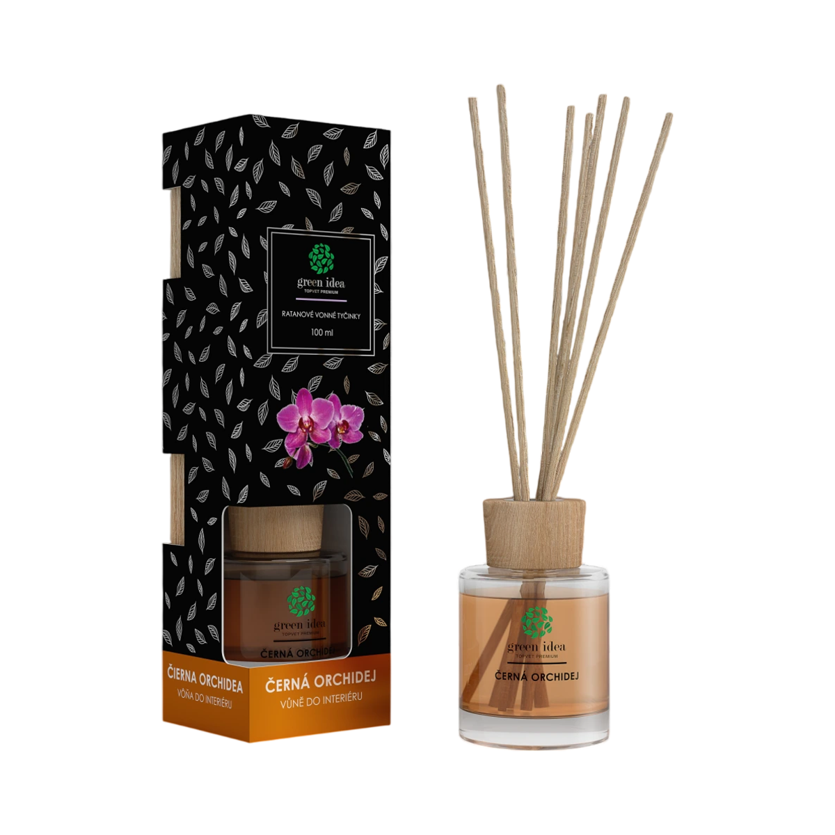 Green idea Ratanové vonné tyčinky Čierna orchidea 100 ml - Green idea