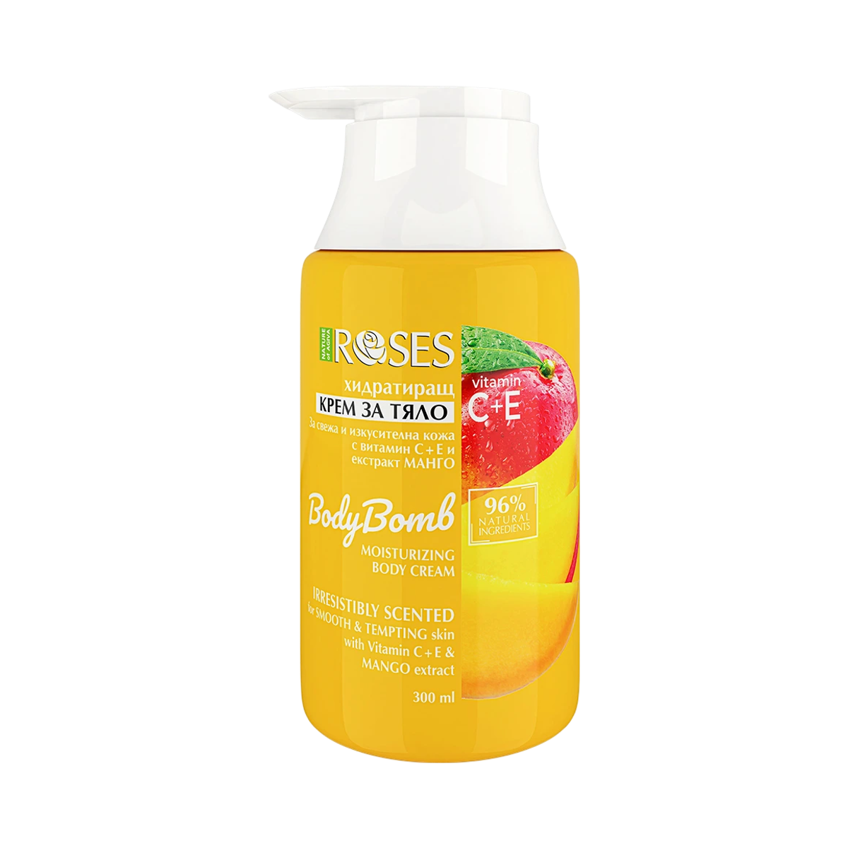 NATURE OF AGIVA BODY BOMB hydratačný telový krém s vitaminmi C-E s extraktom z manga 300 ml - NATURE OF AGIVA
