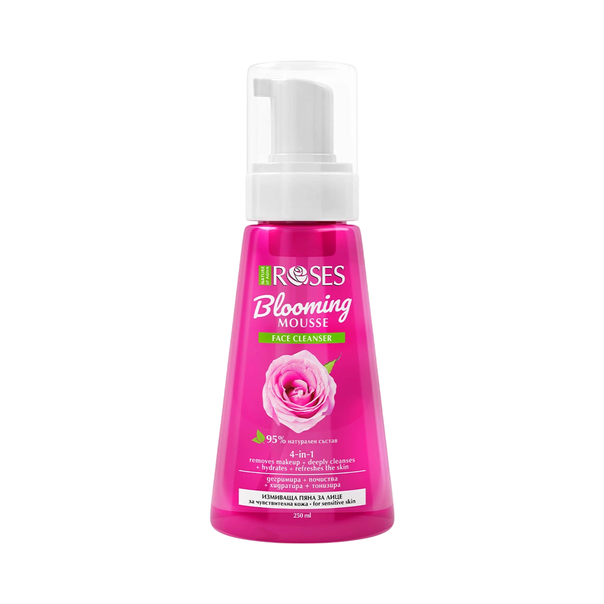 NATURE OF AGIVA 4v1 Rozjasňujúca pleťová pena ROSES 250 ml - NATURE OF AGIVA