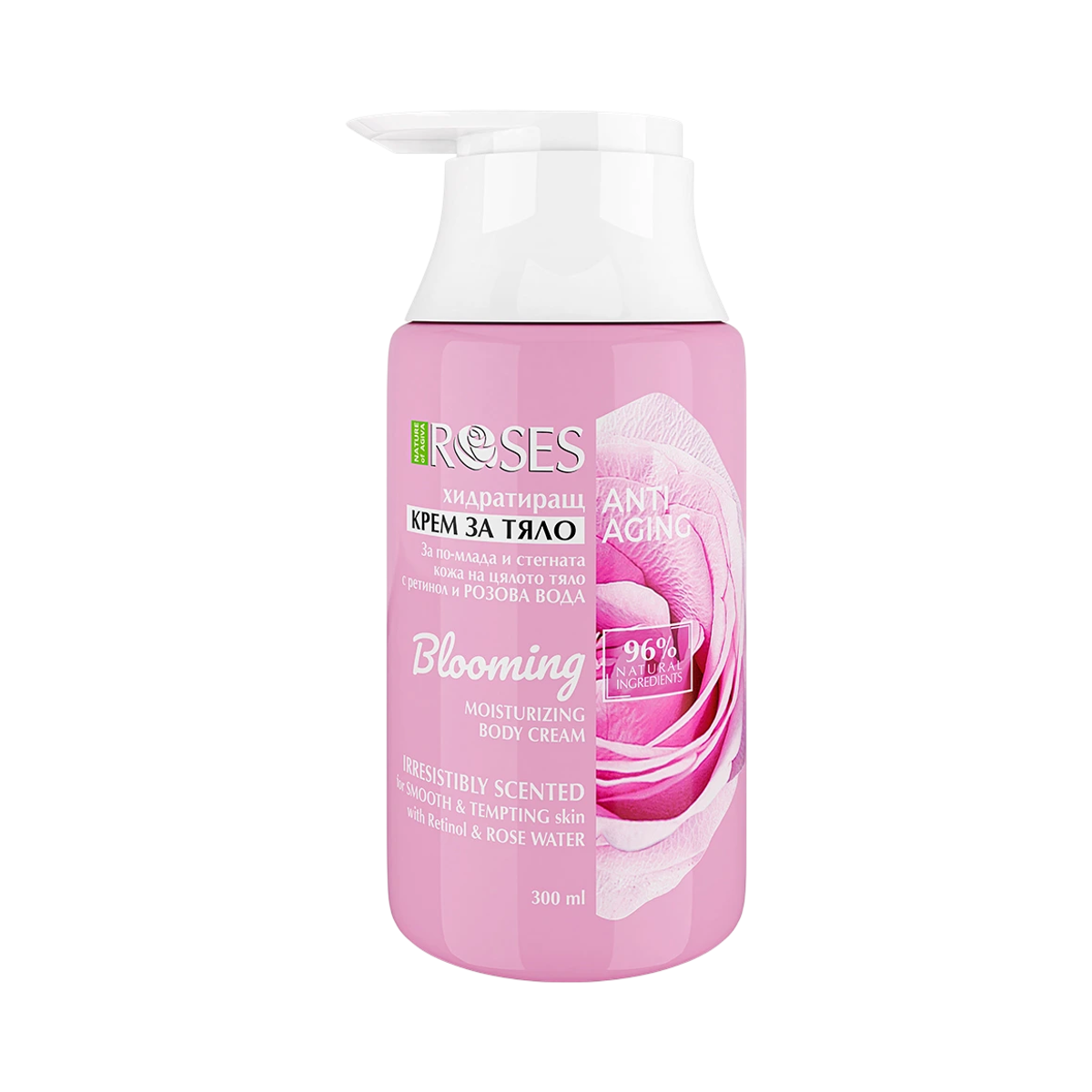 NATURE OF AGIVA BLOOMING hydratačný telový krém anti-aging s ružovou vodou a retinolom 300 ml - NATURE OF AGIVA