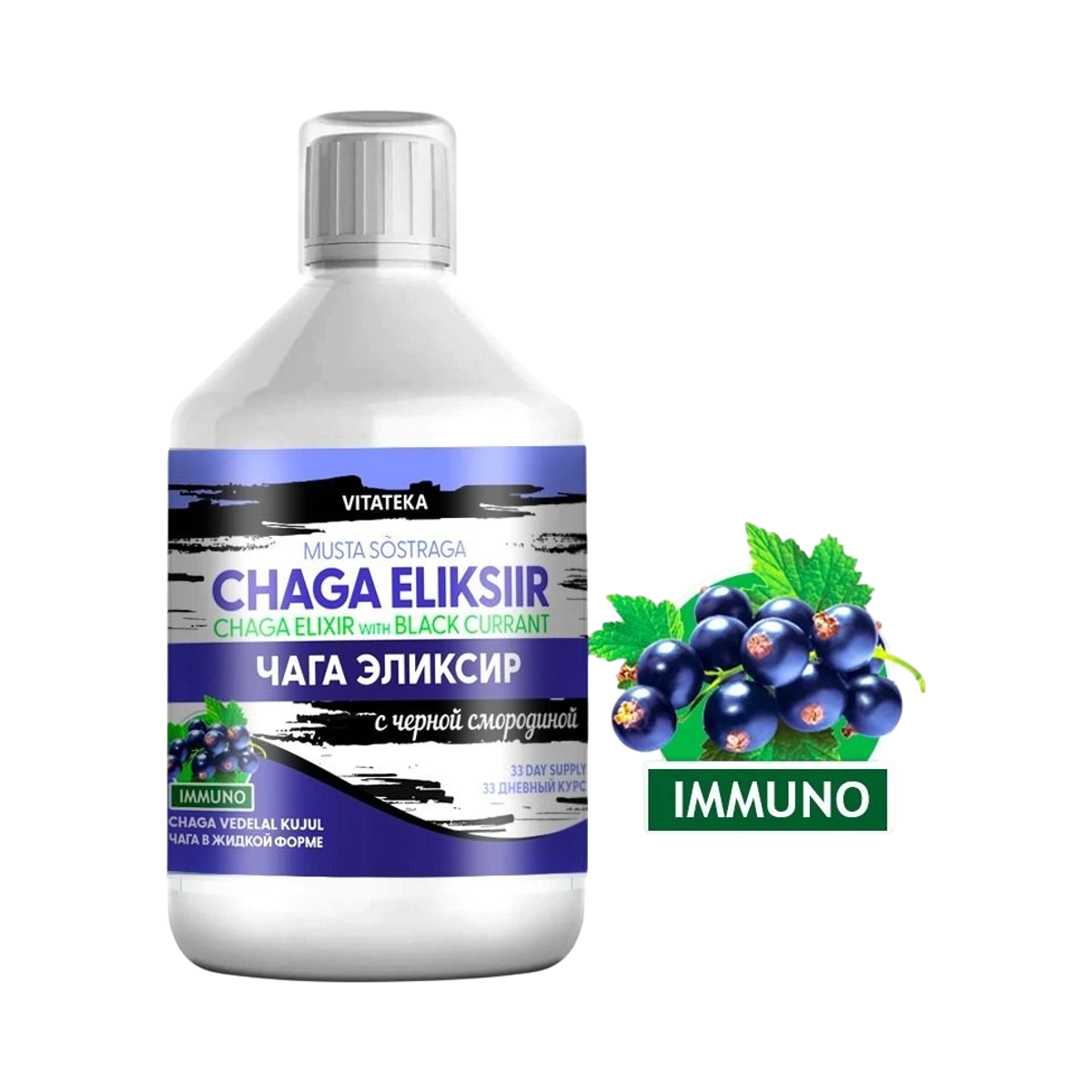 Vitateka Čaga elixír s čiernymi ríbezľami – 500 ml – Vitateka
