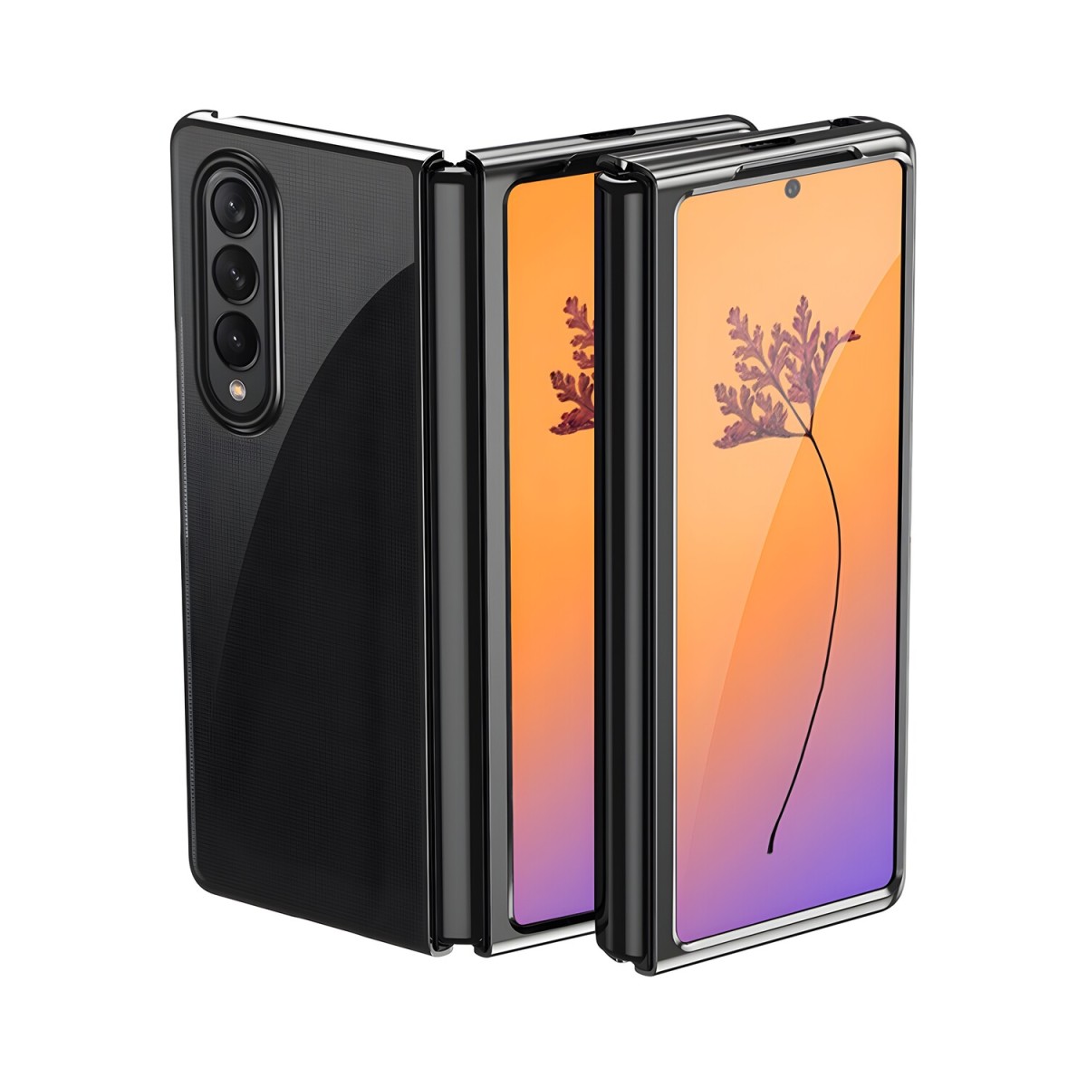 OEM Plating Case Hard puzdro pre Samsung Galaxy Z Fold 4 - Čierna