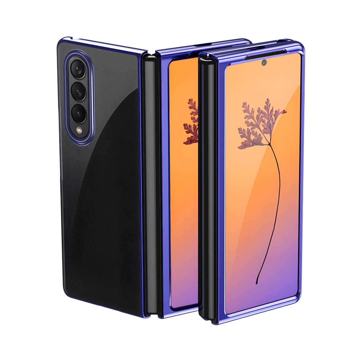 OEM Plating Case Hard puzdro pre Samsung Galaxy Z Fold 4 - Modrá