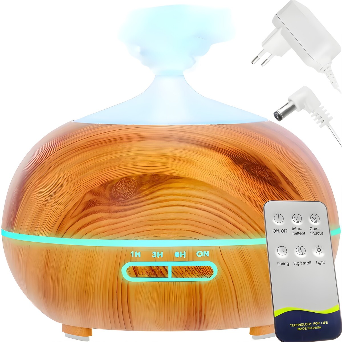 HARAHU Ultrazvukový zvlhčovač vzduchu s ionizáciou, aromaterapiou a LED osvetlením AB-39167 hnedá/biela