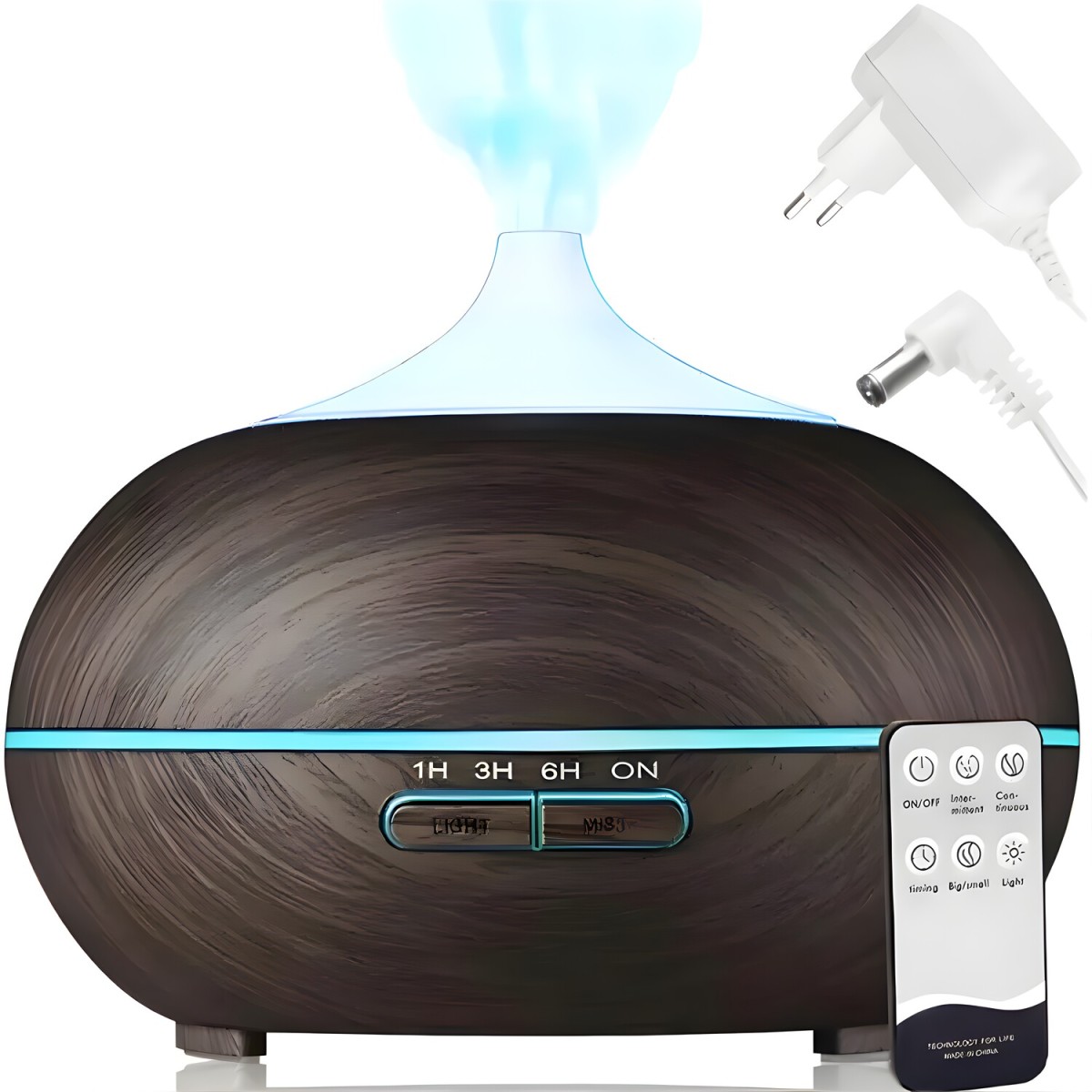 HARAHU Zvlhčovač vzduchu AB-39166 ultrazvukový s ionizáciou, aromaterapiou a LED osvetlením, tmavohnedá/biela
