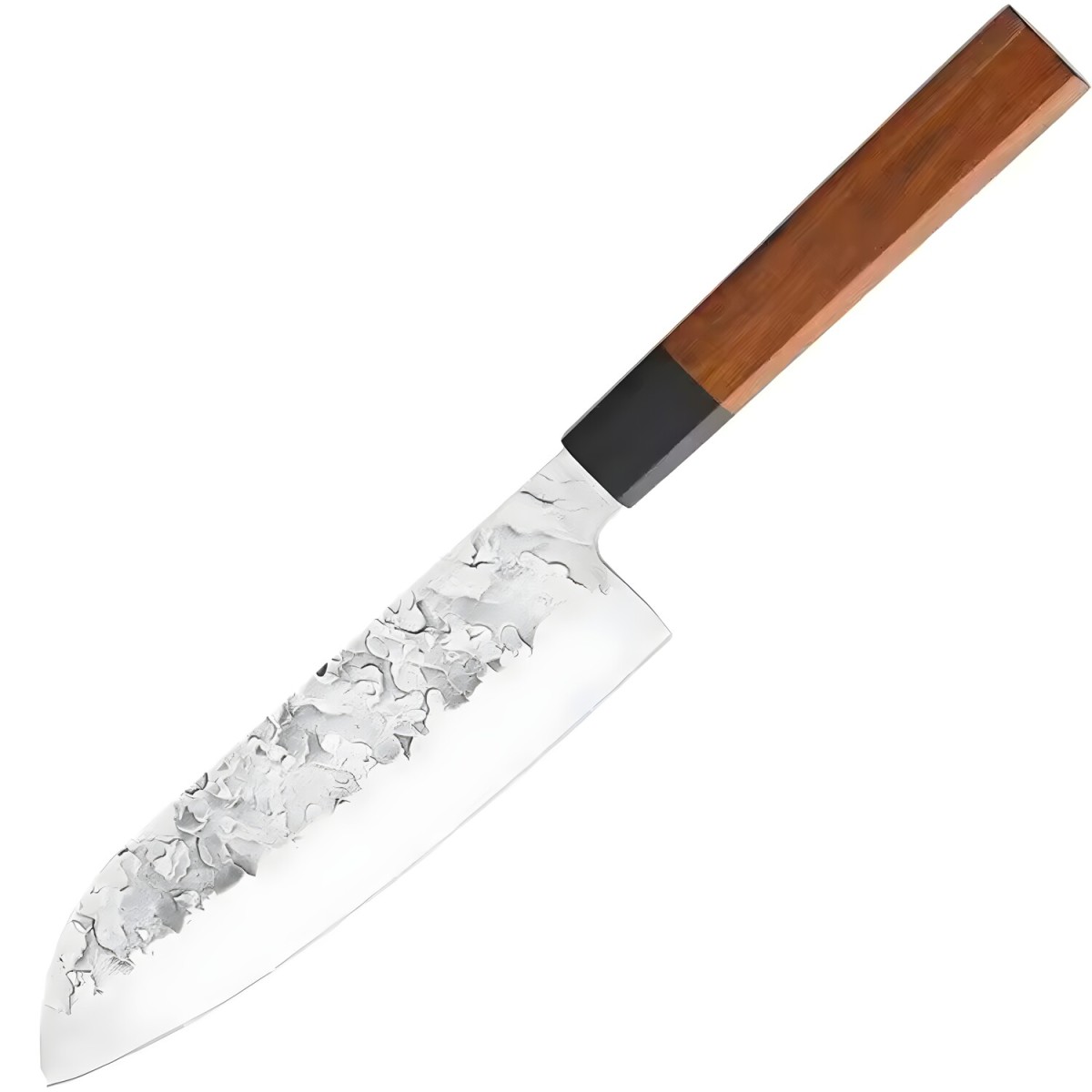 HARAHU Kuchynský nôž Santoku s drevenou rukoväťou, hnedá