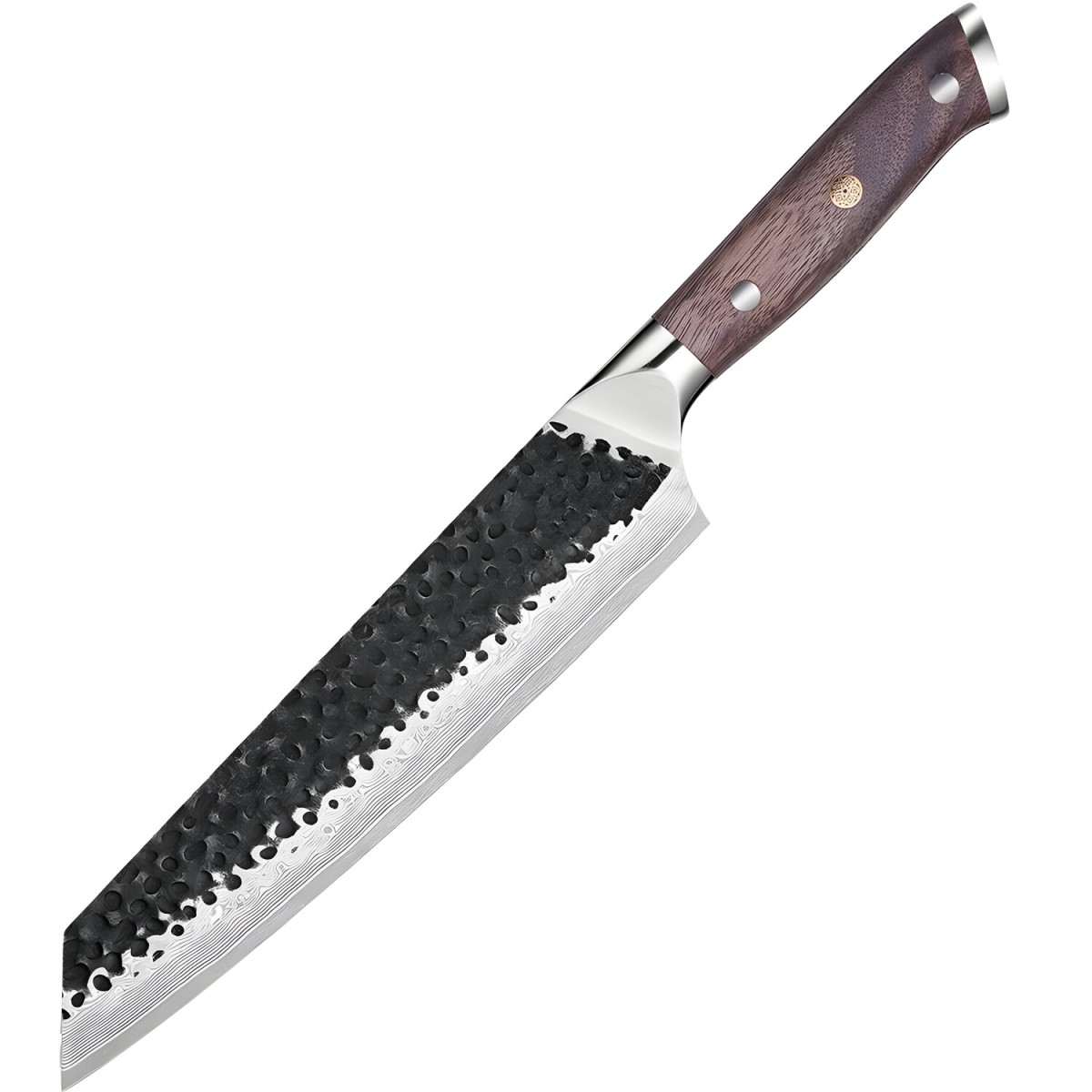 HARAHU Univerzálny kuchynský nôž Kiritsuke, damašková oceľ, orechová rukoväť, hnedá