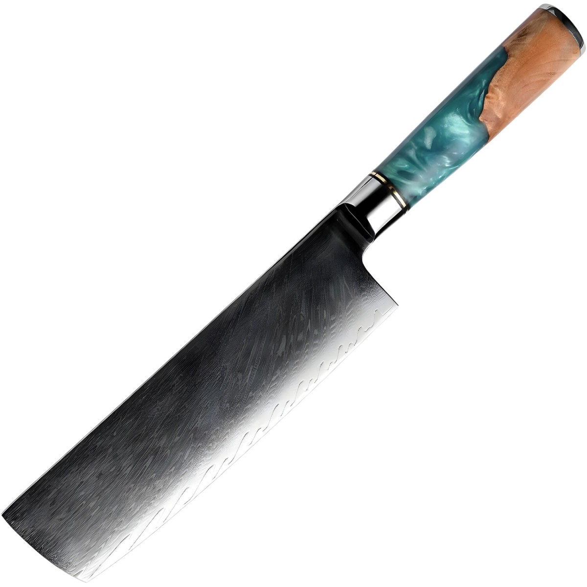 HARAHU Damaškový kuchynský nôž Nakiri/Modrá