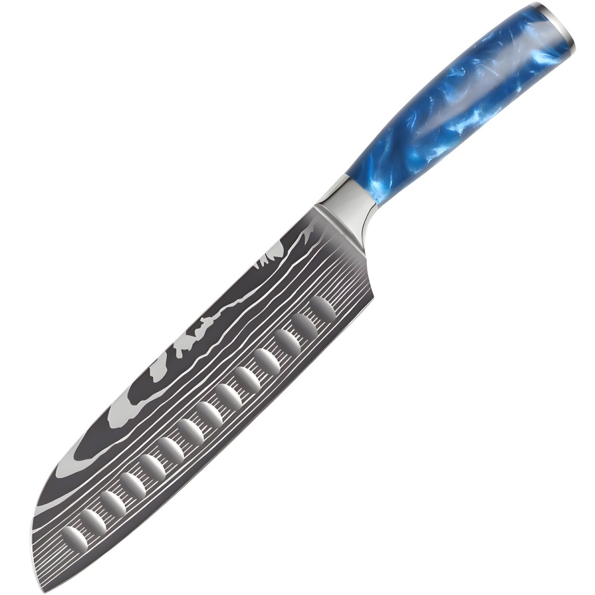 HARAHU Kuchynský nôž Santoku s modrou rukoväťou, BL-39288
