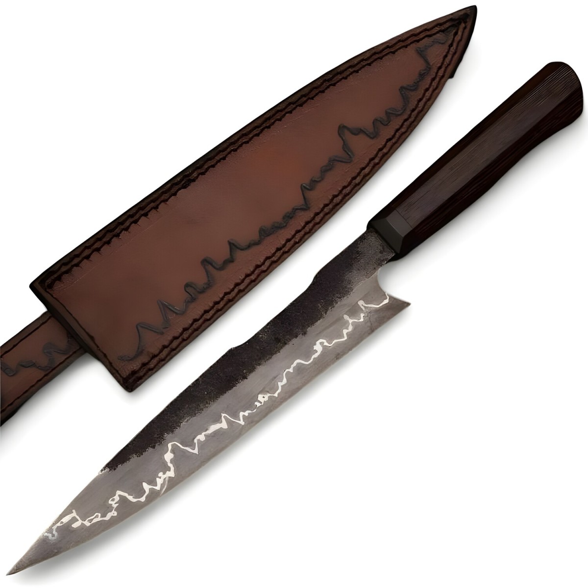 HARAHU Damaškový kuchynský nôž AT-38754 Chef/Hnedá/Čierna