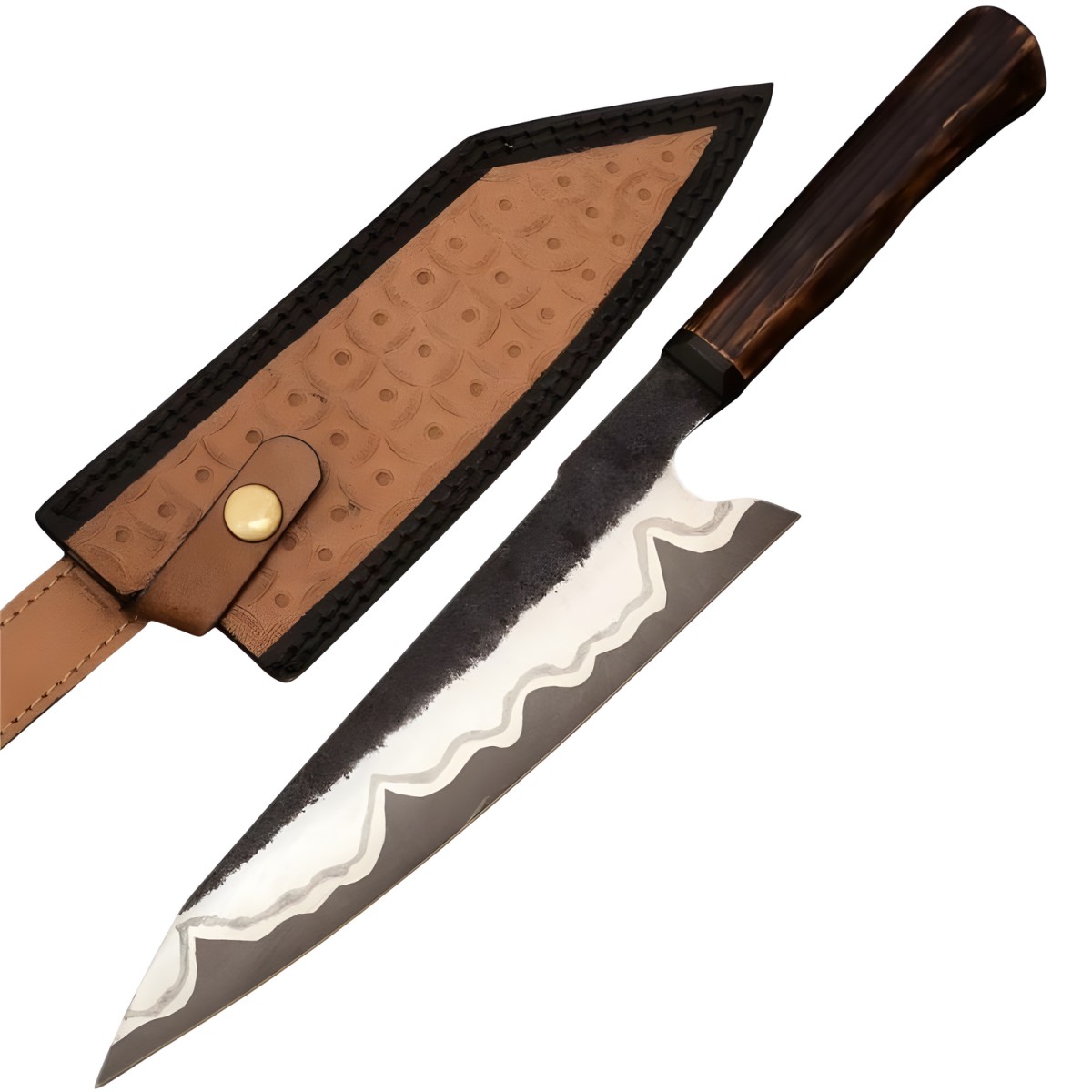 HARAHU Damaškový kuchynský nôž AM-38755 Chef/Hnedá