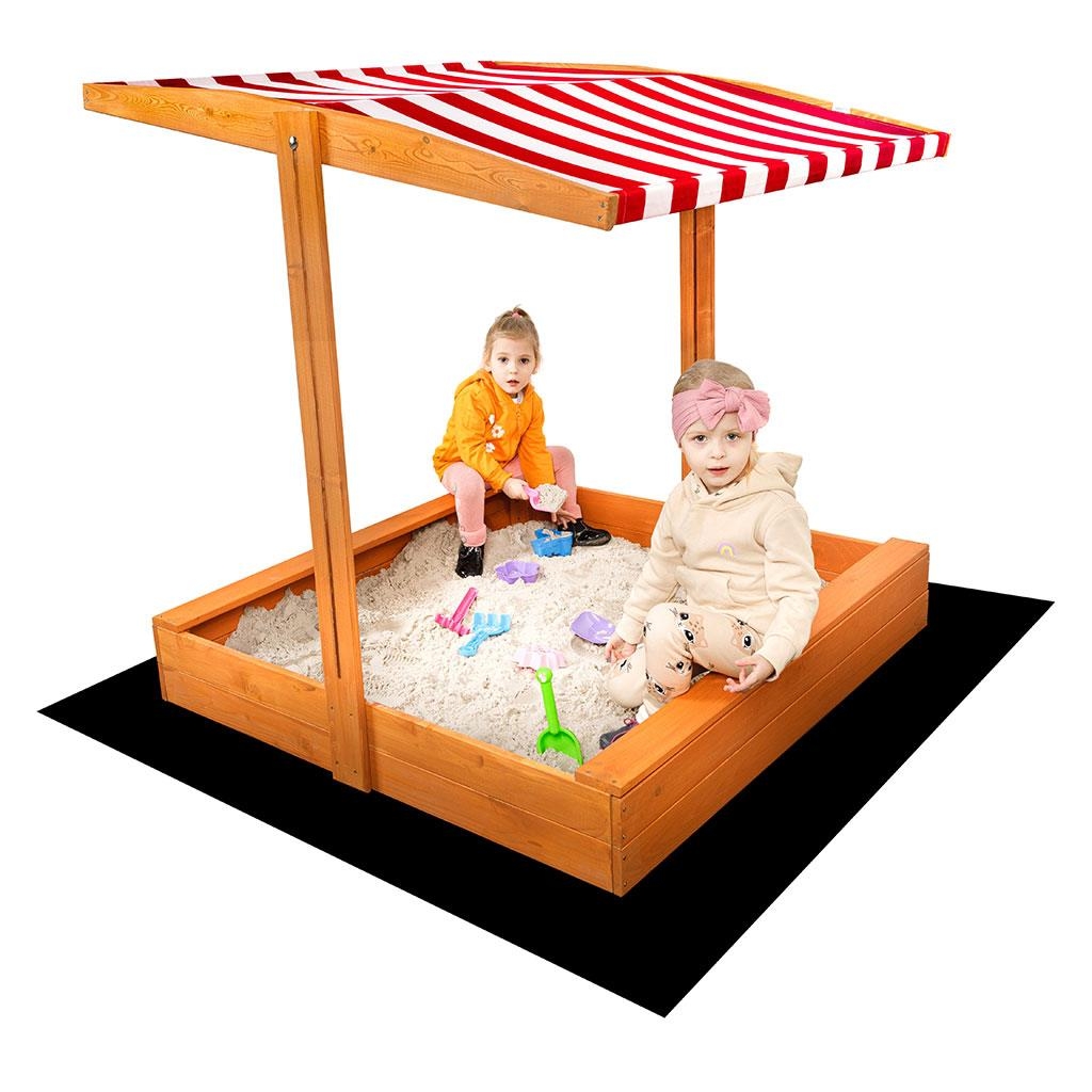 Baby Mix Detské drevené pieskovisko so strieškou Baby Mix 120x120 cm červeno-biele , 20C56237