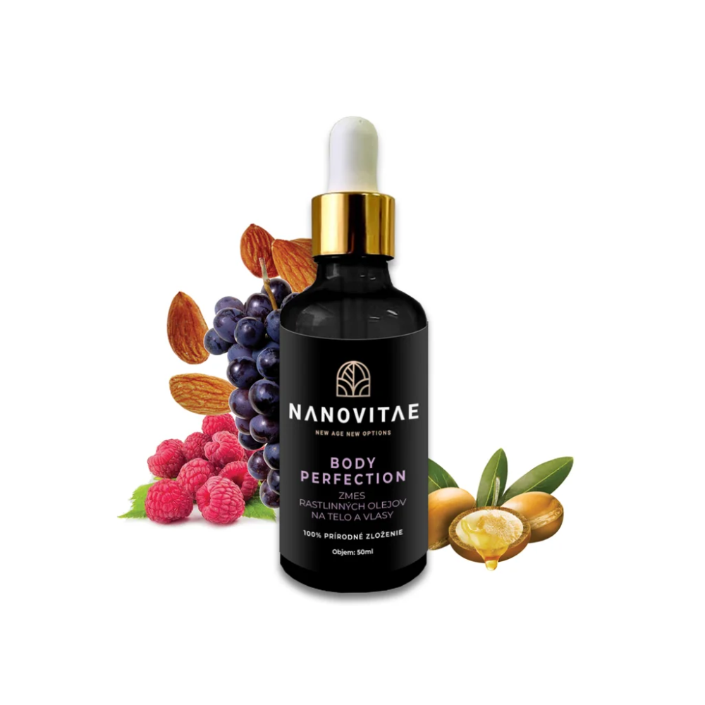 NANOVITAE BODY PERFECTION zmes rastlinných olejov na telovú a vlasovú masáž 50ml