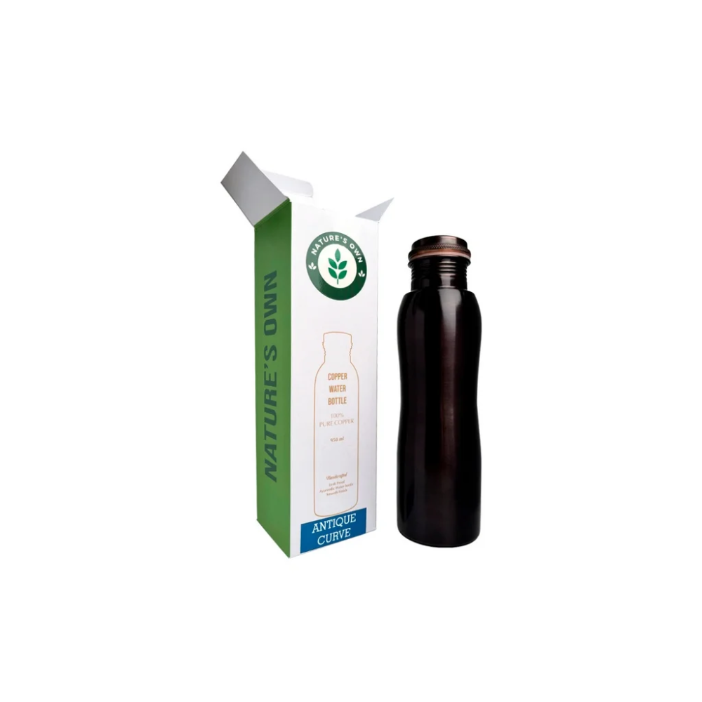 Nature's Own Medená fľaša na vodu zaoblená Čierna, 950 ml