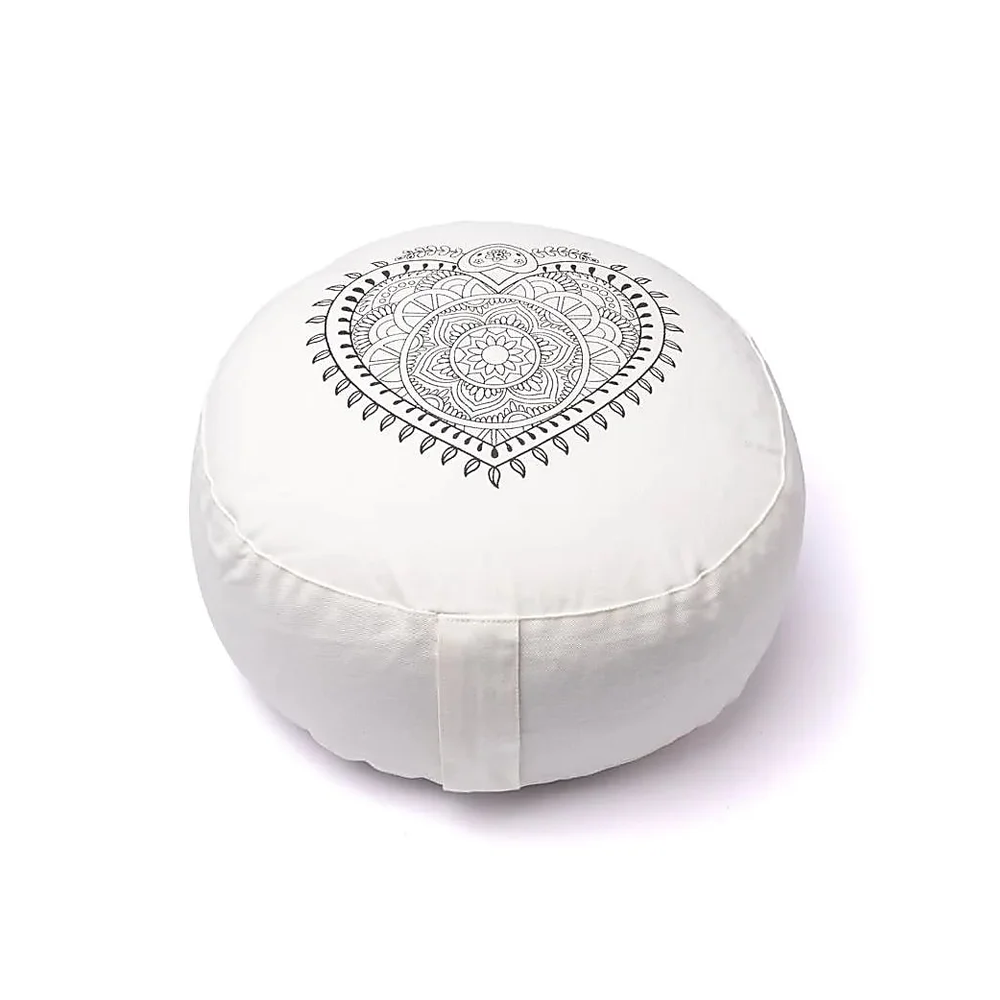 Yogi & Yogini Naturals Meditačný vankúš dizajn v tvare srdca z bielej organickej bavlny 1ks